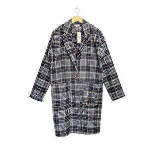 Mystree Women's Multicolor Plaid Trench Coat - Sz L - NWT